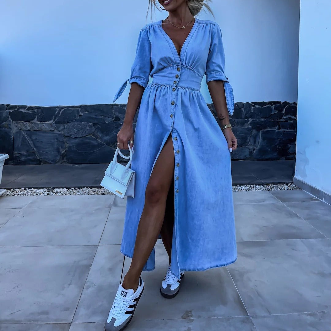 Julia™ | Maxi Abito In Denim Alla Moda