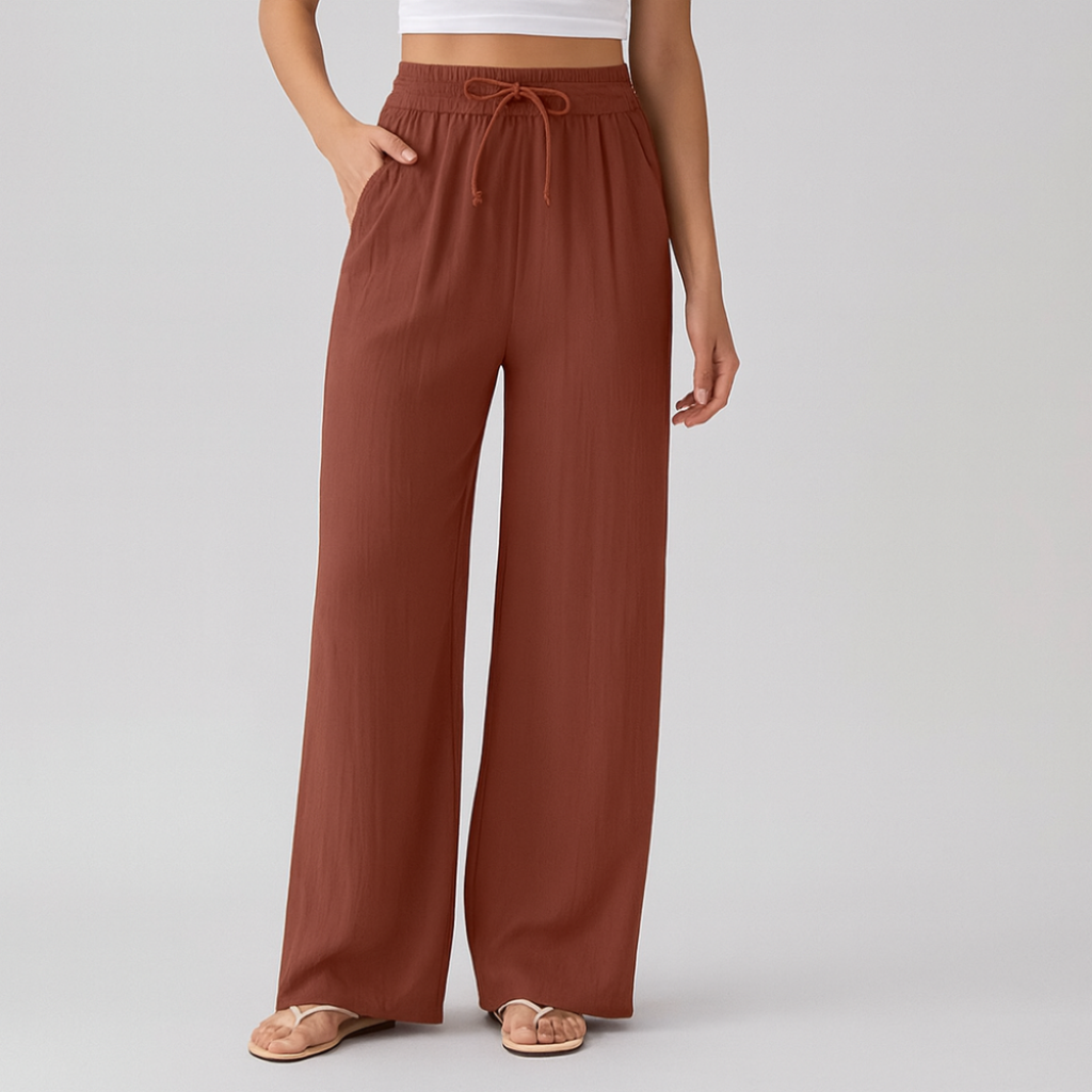 Pantalon Taille Haute Fluide