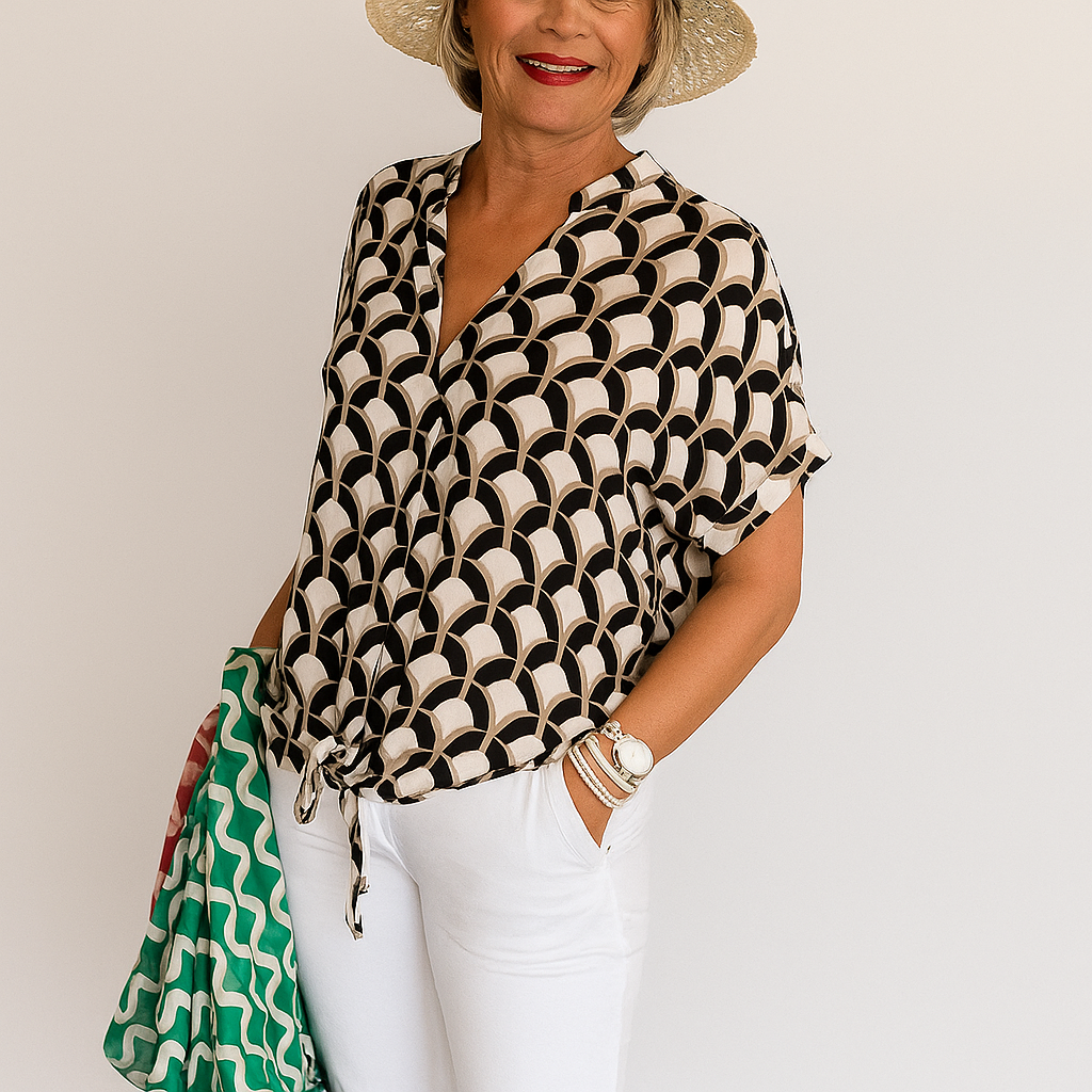 Ashley™ | Top casual con scollo a V e stampa