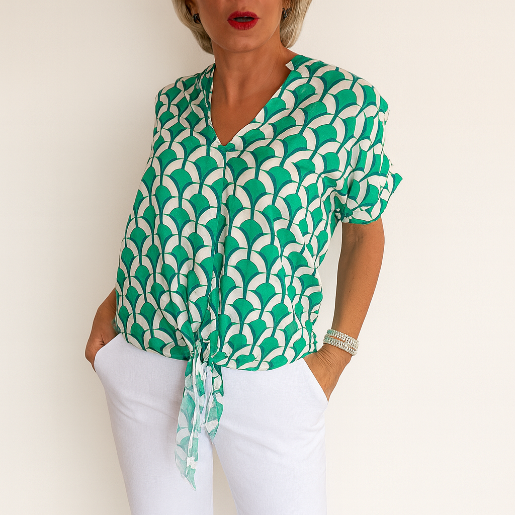 Ashley™ | Top casual con scollo a V e stampa