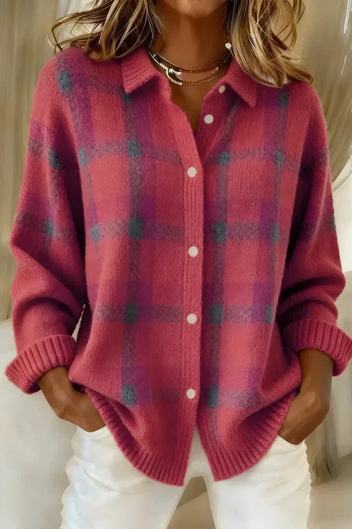 ELORA | CHEMISE TRICOTÉE CARREAUX COSYWEAVE